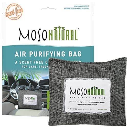 Moso Natural Car Air Freshener and Deodorizer | Long Lasting Bamboo Charcoal Odor Absorber | Non Toxic Odor Eliminator for Cars | Scent Free Air Purifying Bag