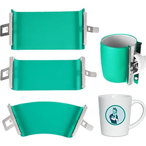 Mudder 3 Pieces 3D Sublimation Silicone Mug Wraps, 11 oz 12 oz and 15 oz Green Transfer Mug Mold Cup Clamp Fixture for Printing Cups Tumblers Sublimation Heat Transfer Machine