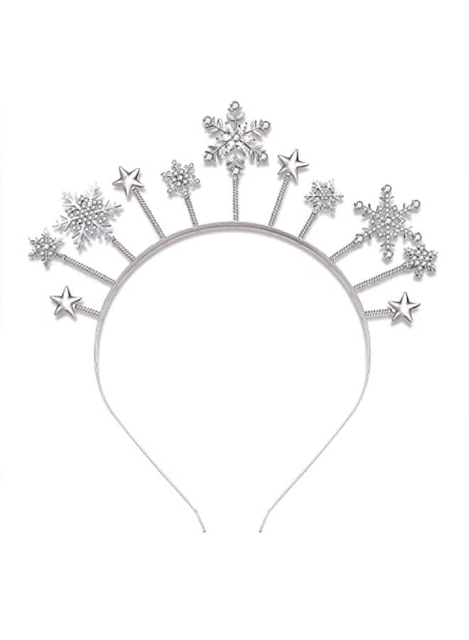 CEALXHENY Holiday Headband for Women Christmas Snowflake Hairbands Holiday Party Headwear Festive Xmas Gifts Snowflake