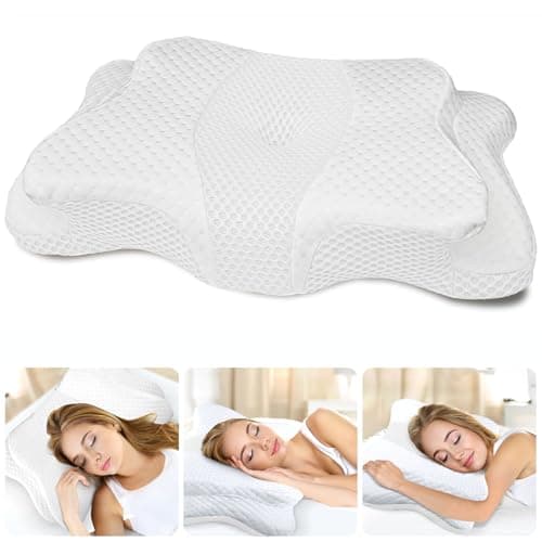 CHxxy Memory Foam Pillows Cervical Pillow for Neck and Shoulder Pain Relief Ergonomic Contour Bed Pillow Soft for Side Sleep Stomach Sleeping and Back SleeperQueen SizeWhite
