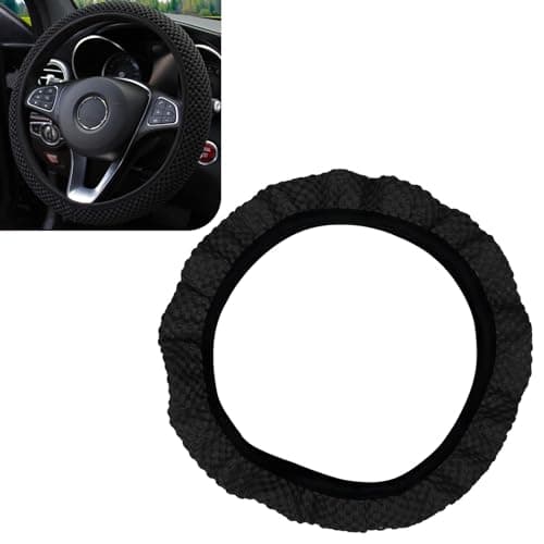 Tesnaao Pack1 Car Steering Wheel Cover Ice Silk 3D Massage Mesh Breathable Without Inner Ring Steering Wheel Cover Elastic Easy Grip AntiSlip Protector for 14515 Universal for Cars Black