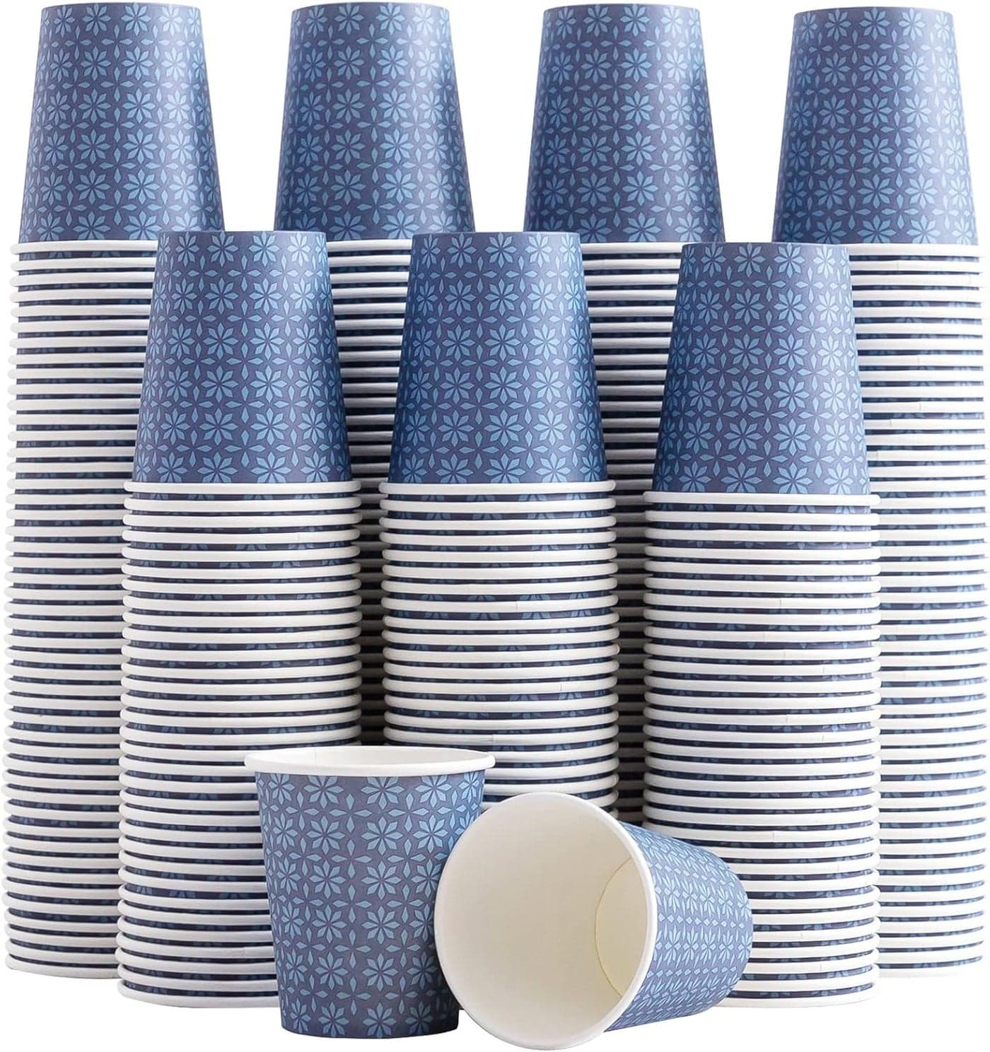 Clawsoff 600 Pack 3oz Paper Cups, Disposable Bathroom Navy Floral Small Mouthwash Cups 3 OZ for Barth, Parties, Picnics, Barbecues, Travel and Events
