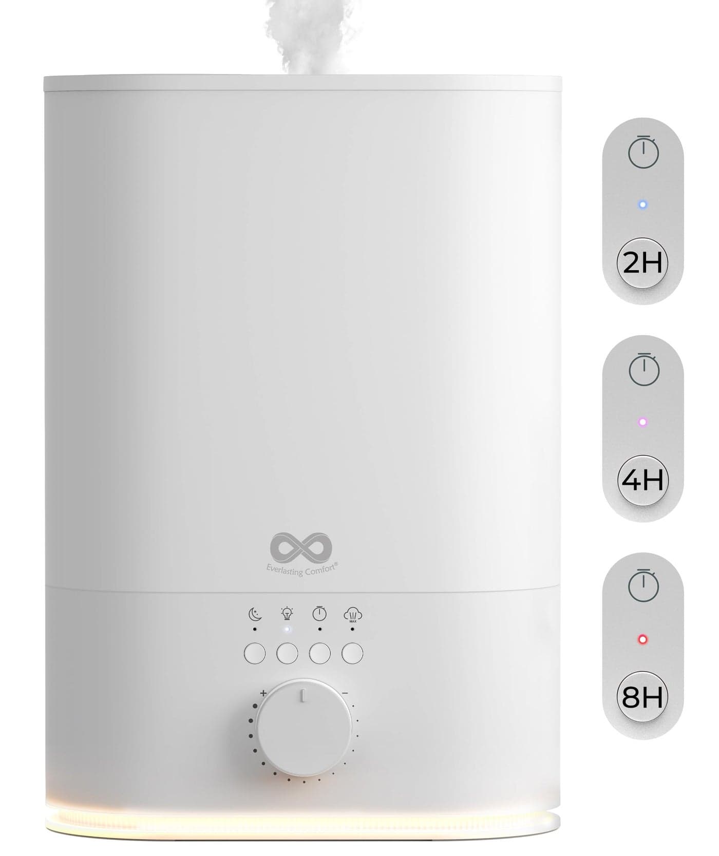 Everlasting Comfort 6L Top Fill Humidifier for Bedroom – Quiet, Easy to Fill & Clean, 60HR Runtime, Night Light, Timer, Ultrasonic Cool Mist, Auto Shut-Off, Essential Oil Compatible - White