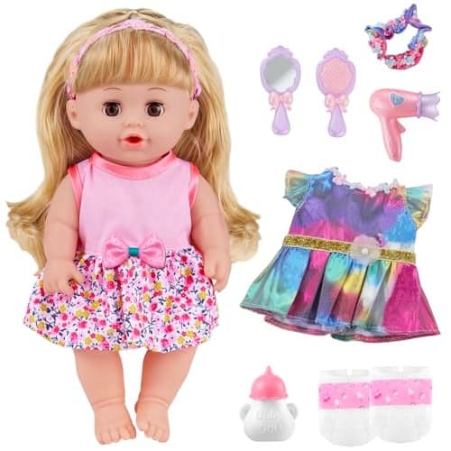 GAGAKU 12 Inch Baby Doll with Hair Full Vinyl Baby Doll for Girls Ages 36 Years First Baby Doll Playset with Accessories for Toddlers 13