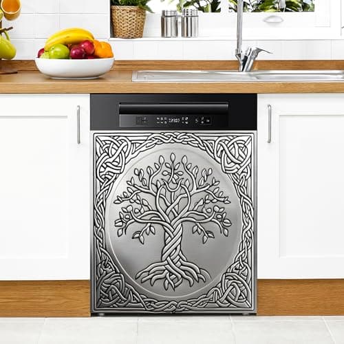 Flower Dishwasher Magnet Cover Magnetic Sticker Decorative Refrigerator Wash Machine Magnet Cover Door Panels Home Cabinet Appliances Stickers for Wash Machine Dryer (Tree of Life-2, 23x26in)