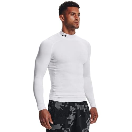 Under Armour Mens ColdGear Armour Compression Mock White 100Black XLarge