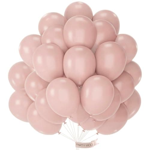 PartyWoo Dusty Pink Balloons 101pcs 12 Inch Boho Blush Lilac Pink Latex Helium Balloons for Princess Birthday Baby Shower Graduation Gender Reveal Anniversary Bachelorette Party Decorations PinkF54