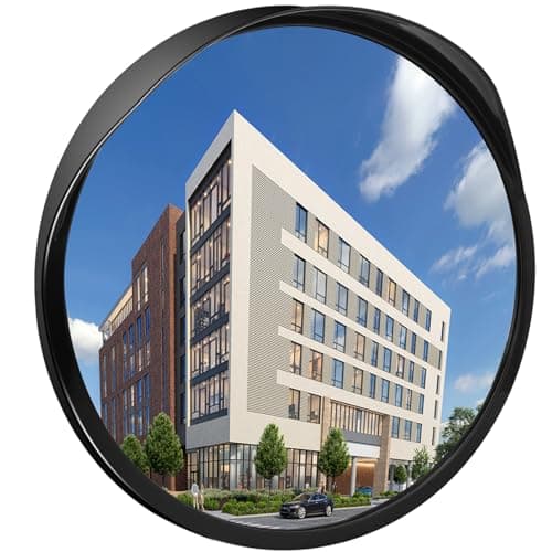 Hydencamm Driveway Mirror Blind Spot Convex Mirror with Adjustable Fixing Bracket Wide Angle Clear View for Garage Home Parking Factory Office