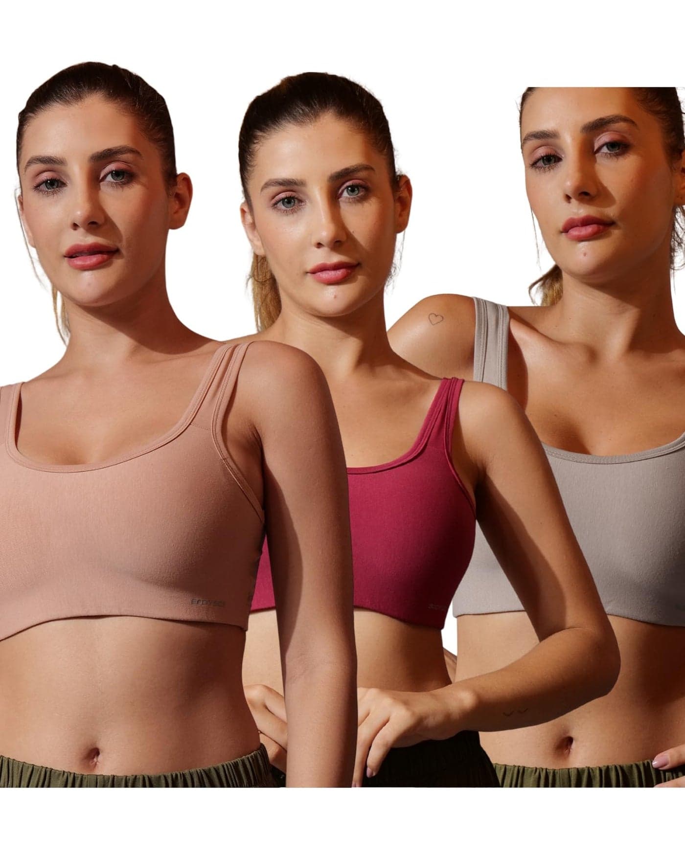 BODYSIZE Women’s Everyday Slip-On Sports Bra, Non-Padded | Soft Cotton-Lycra Stretch | Full Coverage, Wire-Free & Seamless | Lightweight, Comfortable, Breathable AIR Bra – (Pack of 3) M