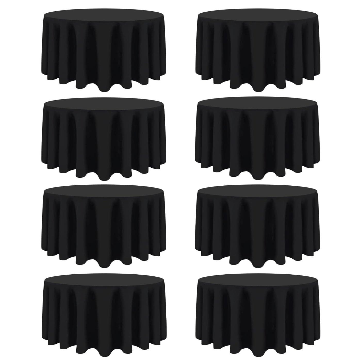 CKIKU 8 Packs 90 Inch Black Round Tablecloth in Diameter Washable Polyester Fabric Tablecloths Wrinkle Resistant Table Cloth for Wedding Party Banquet Dining
