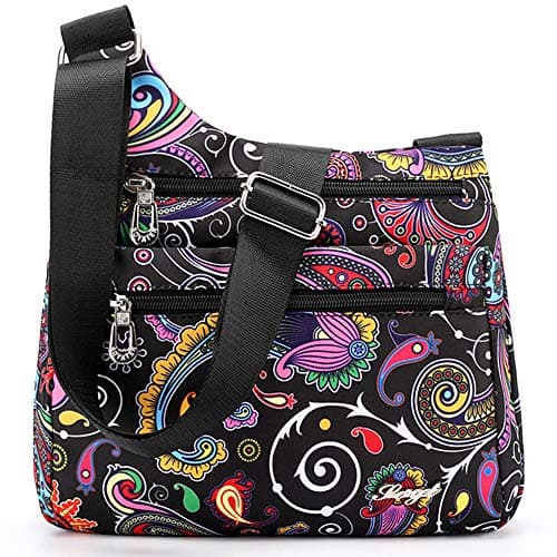 STUOYE Nylon Multi-Pocket Crossbody Purse Bags for Women Travel Shoulder Bag (Ethnic Pattern)
