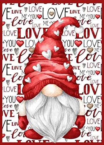 JATOK Gnome Love Diamond Painting for Adults and Kids Full Round Drill Cartoon Valentines Day Present Gem Pictures Arts Paint by Number Kits Diamond Art Kits for Home Wall Decor 12X16in