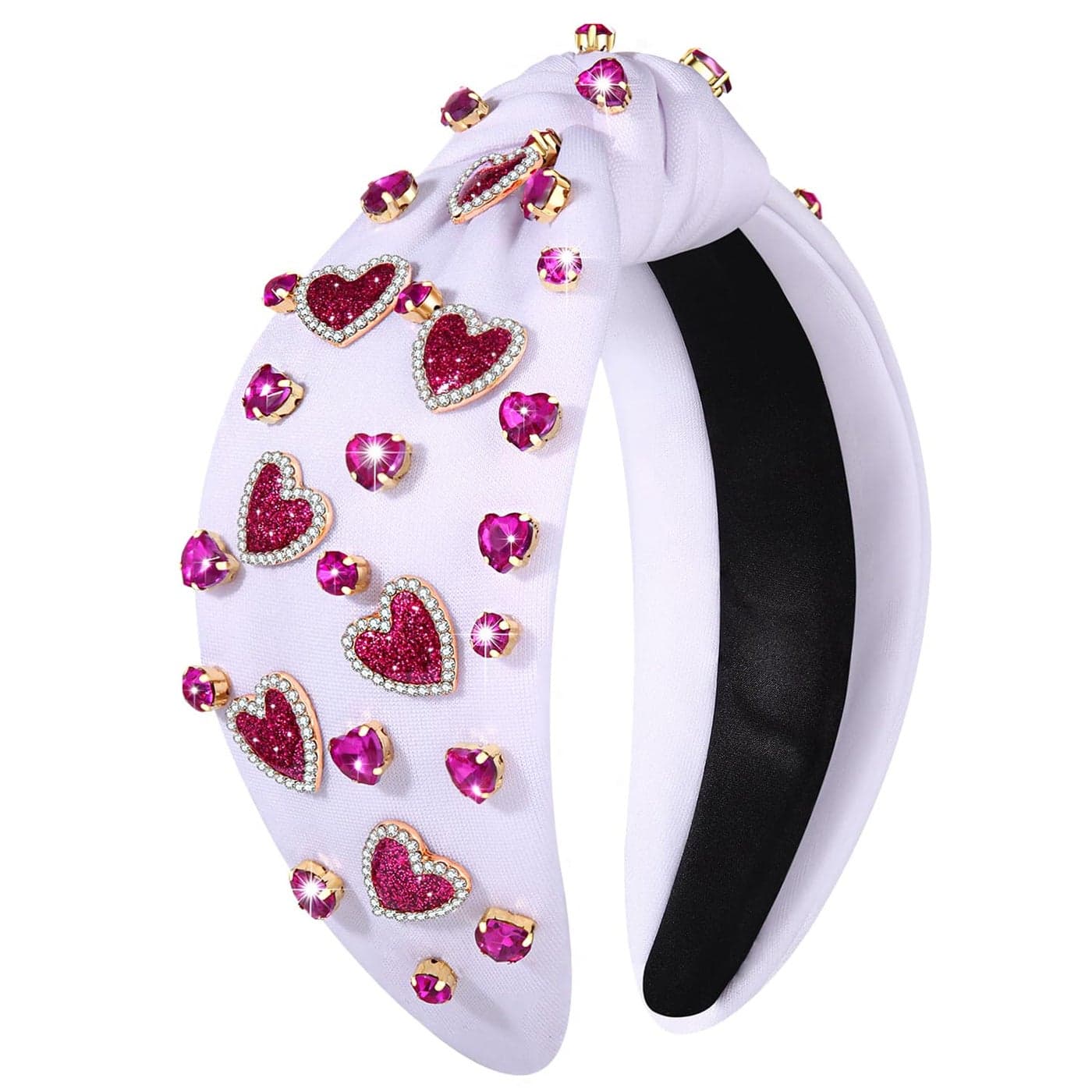 NVENF Hairband Valentines Day Headband for Women Red Jeweled Crystal Rhinestone Knotted Headband Top Knot Headband Valentines Day Hair Accessories Gifts