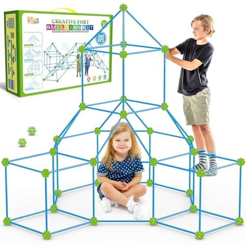 SpringFlower Fort Building Kit for KidsSTEM Construction Toys Educational Gift for 3 4 5 6 7 8 9 10 11 12 Years Old Boys and GirlsUltimate Creative Set for Indoor Outdoors Activity200 PcsGreen