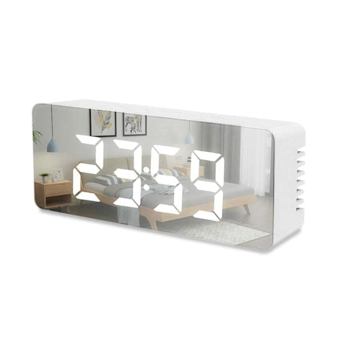 Granddorf Digital Smart Back Light Table Mirror Alarm Clock with Sensor Date Temperature for Office Home Bedroom Travel Table Clocks Smart Clock Clock Desk Clock Plastic