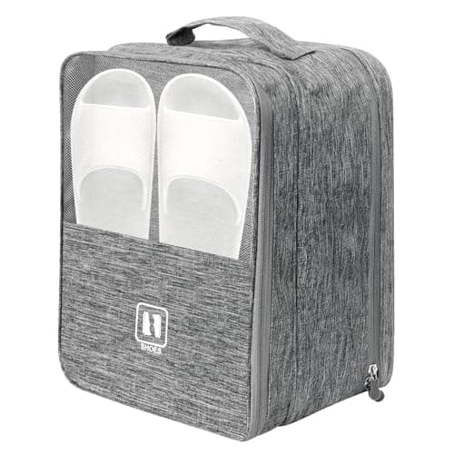 PNEUICALLY Large Shoe Bags for Travel Shoe Travel Bag Holds 3 Pairs of Shoes Travel Shoe Bags for Packing in Suitcase Portable Dance Shoe Storage Pouch Shoe Organizer Sneaker Storage Bag Grey