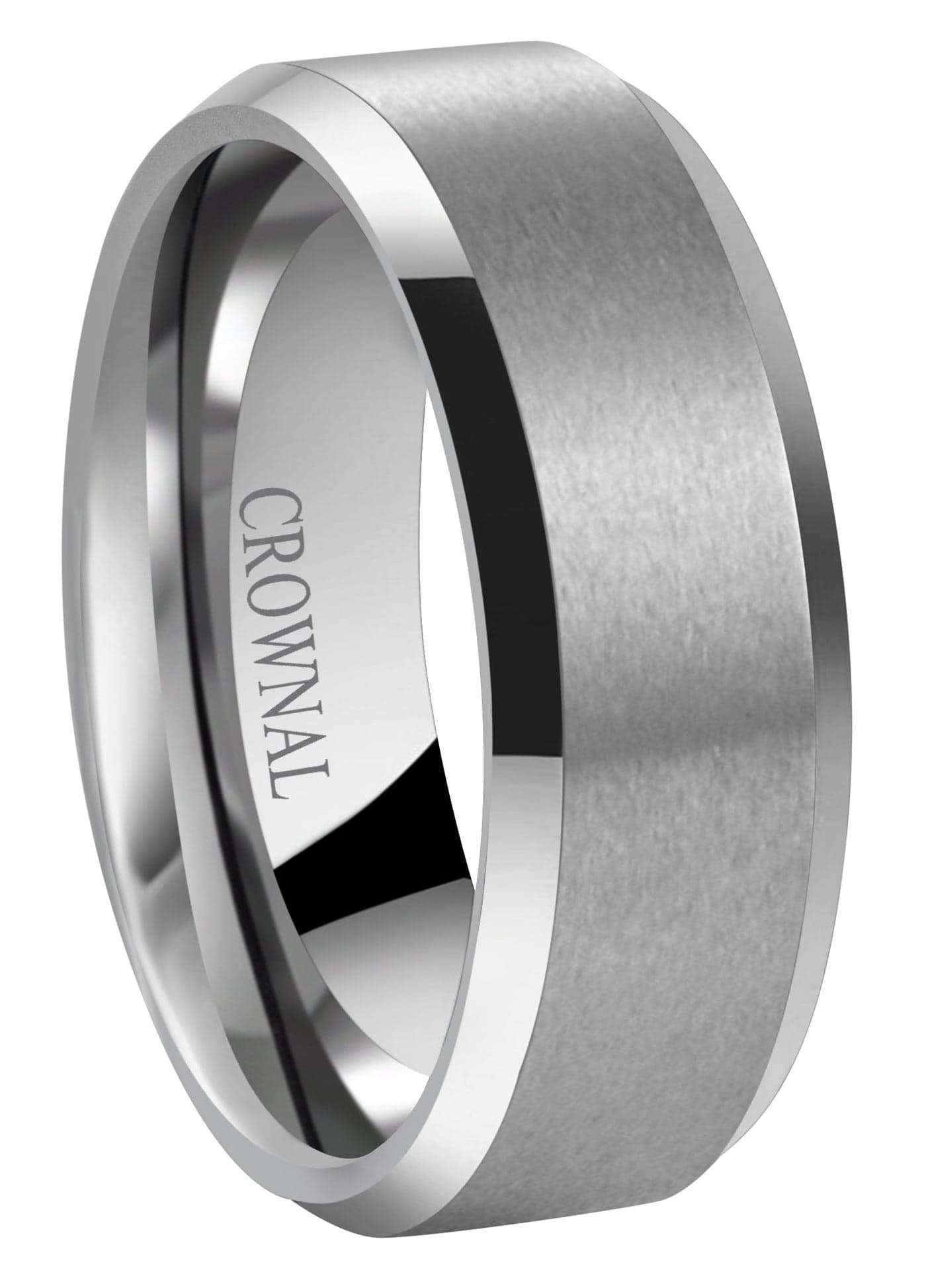 CROWNAL 6mm 8mm 10mm Tungsten Carbide Wedding Band Ring for Men Women in Comfort Fit Beveled Edges and Matte Finish Size 5 To 17 (8mm,8.5)
