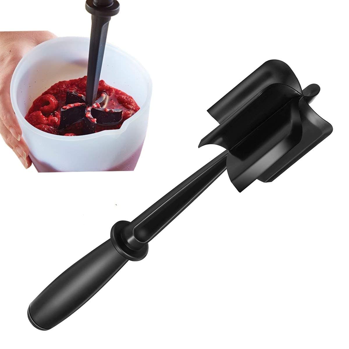 5 Blades Kitchen Ground Meat Chopper Spatula Hamburger Ground Beef Mix N Chop Tools for NonStick Cookware Black