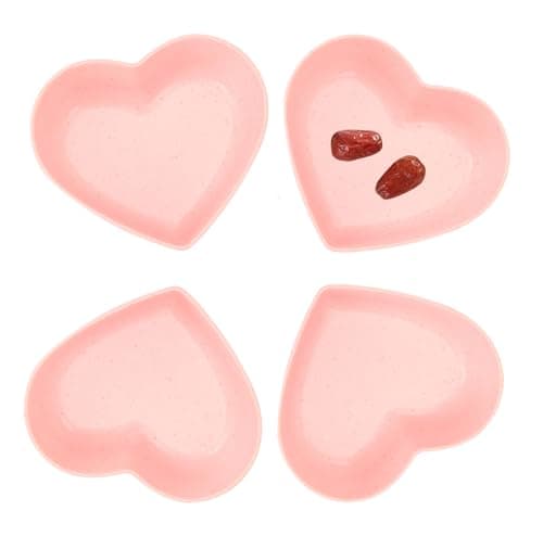 YAFIYGI Pink Heart Bowl Heart Shaped Candy Bowl Set 4Pcs Ideal Valentine's Day Present Pink Cute Plastic Bowls for Blending Salad Soup Snacks and Desserts Ideal Dishware for Valentine's Day Dishes