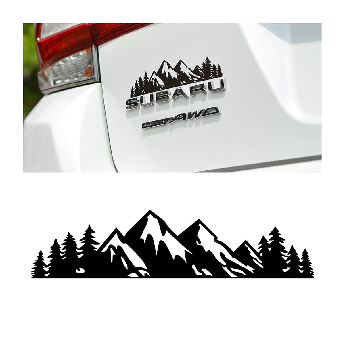 Osilly Snow Mountain Tree Decal Sticker for Car 2PCS Mountains Graphic Logo Decals 7 Inch Premium Badge Decals for Trunk Tailgate Emblem Car Exterior Accessories Universal Decoration Black