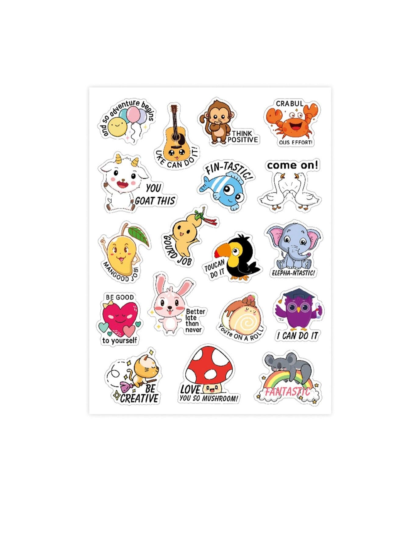 20 Pieces Of Cute Cartoon Encouragement Stickers With Rich Patterns, Fun Reward Stickers For Children, Waterproof And Sun-Resistant Stickers Suitable For Water Cups, Greeting Cards, Diaries, Computers And Mobile Phones (Pattern D)