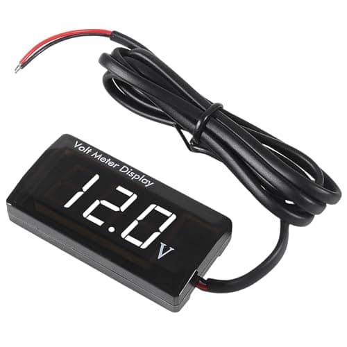 XIITIA DC 12V Car Digital Voltmeter LED Display DC 528V Voltage Volt Meter Waterproof Gauge for Car Motorcycle White