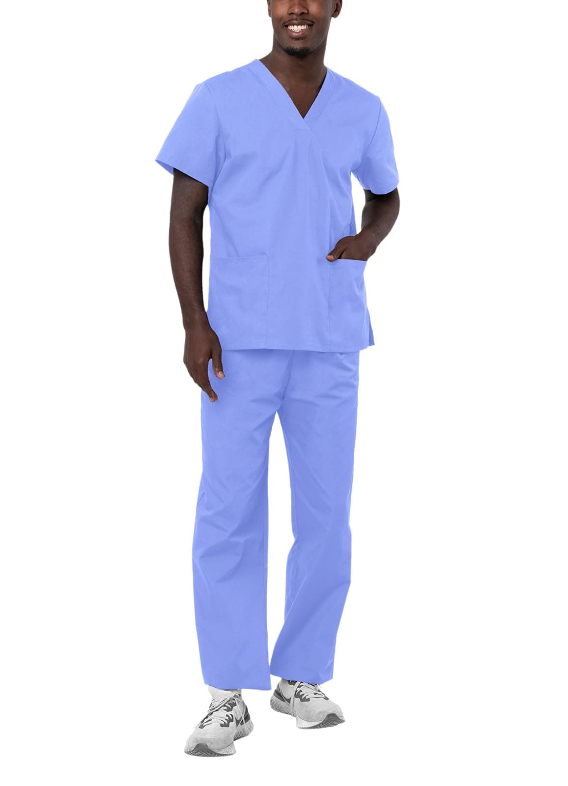 Adar Uniforms, Universal Unisex Scrubs - Unisex Drawstring Scrub Set - 701 - Ceil Blue - S