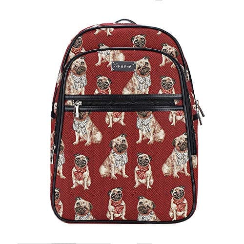 Signare Tapestry Backpack for Women Computer Rucksack Knapsack bookbags for women In Pug Dog Design (BKPK-PUG)