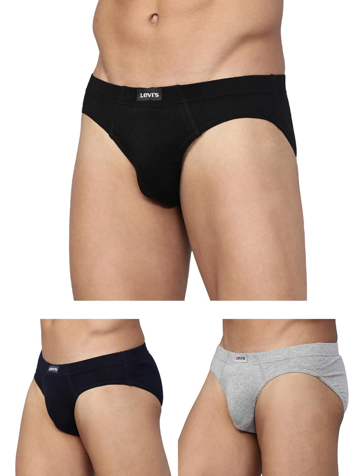 Levi's Men 100 CA STYLE 11 COMFORT BRIEF LT. GREY MELANGE,BLACK,NAVY P3 Size- XL