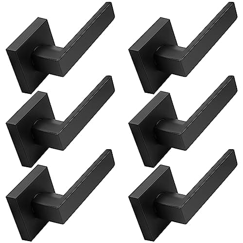 Probrico Matte Black Half Dummy Levers, Heavy Duty Interior Non-Turning Single Dummy Handles,Reversible for Left and Right Handling, 6 Pack(Contractor Pack)