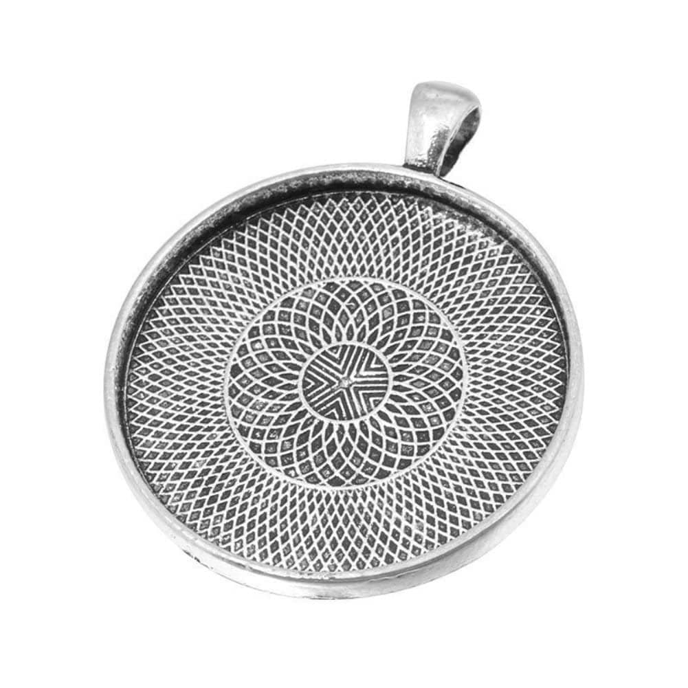 AKOAK 20 Pieces 35mm Diameter Antique Silver Round Pendant Trays Pendant Blanks Cameo Bezel Cabochon Settings for Photo Charm or Cabochon