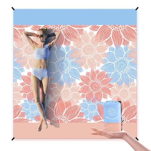 HIHOHO Beach Blanket Waterproof Sandproof Extra Large Beach Mat 79" X 83"/120"x108"for 1-8 Adults Quick Drying Durable Outdoor Picnic Mat for Beach Travel Camping Hiking