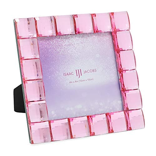 Isaac Jacobs Decorative Sparkling Light Pink Jewel Picture Frame, Photo Display & Home Décor (4x4, Light Pink)