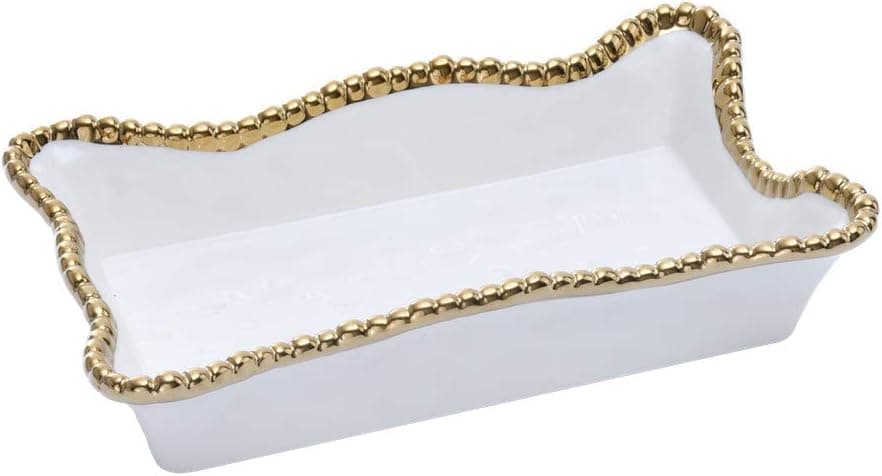 Golden Salerno Porcelain Dinner NapkinGuest Towel Holder
