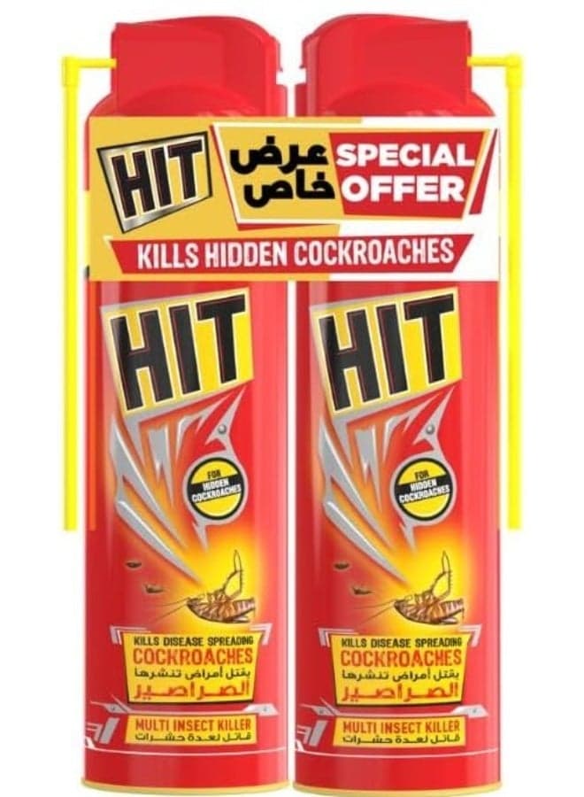 HIT Cockroach and Crawling Insect Killer Spray Pack of 2 400 ml, Red