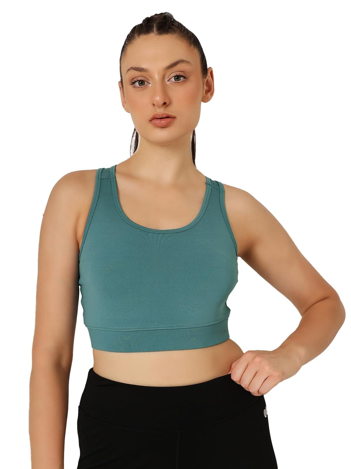 Clovia Women's Medium Impact Padded Sports Bra with Racerback (BRS046P03_Blue_XL)