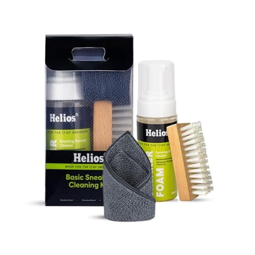 Helios Sneaker Cleaning Solution with 150ML ||Shoe Brush || Sports Shoe Cleaner ||Shoe Cleaner ||White Shoes Cleaner||Shoe Cleaning Kit with Microfiber Towel (Blue, 150 ML(Pack of 1))