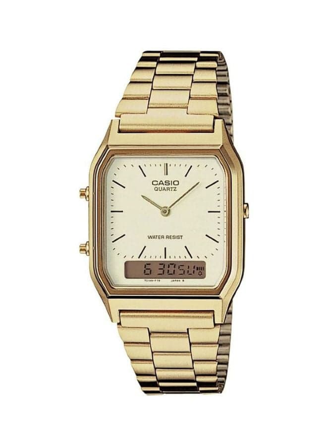 Men Water Resistant Stainless Steel Analog Wrist Watch AQ-230GA-9D - 39 mm - Gold