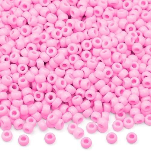 GMMA Pink Pony Beads for Jewelry Making Valentines Day Friendship Bracelets 6x9mm Beads for Hair Braiding DIY Bracelet Necklace Party Decoration Supplies