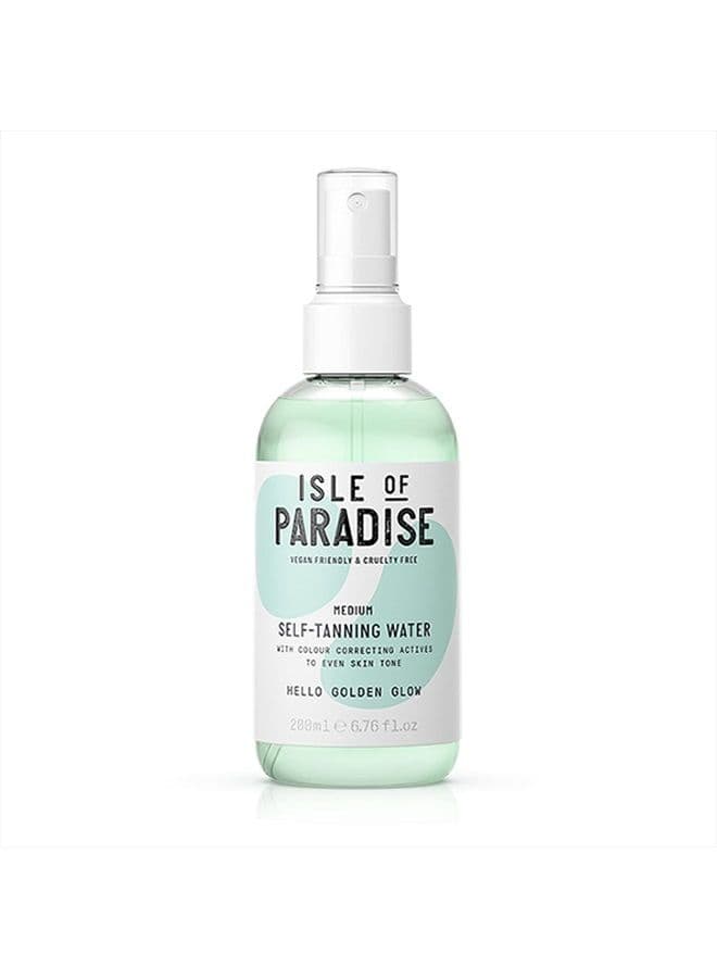 Self Tanning Water, Medium (Golden Glow) - Color Correcting and Red Cancelling Self Tan Spray, Vegan and Cruelty Free, 6.76 Fl Oz