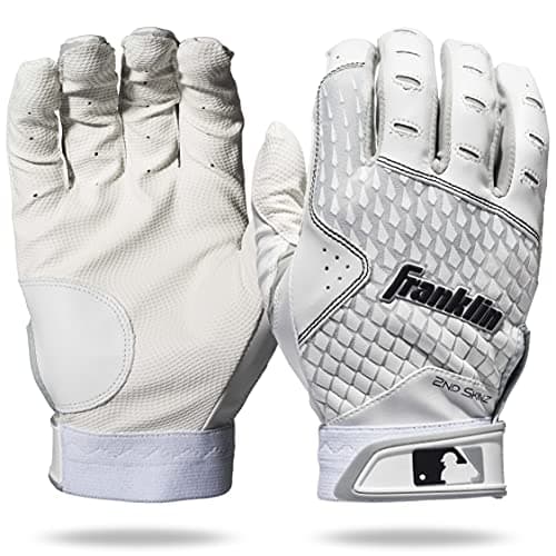 Franklin Sports MLB Batting Gloves - 2nd Skinz Baseball + Softball Batting Gloves - Adult + Youth Premium Leather Pair - White - Youth Small