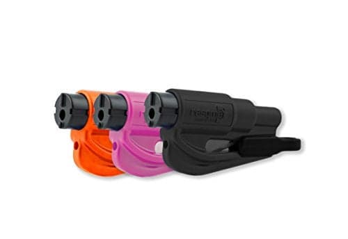 resqme The Original Emergency Keychain Car Escape Tool, 2-in-1 Seatbelt Cutter and Window Breaker, Made in USA, Family Pack of 3, Orange, Black, Pink - Compact Emergency Hammer