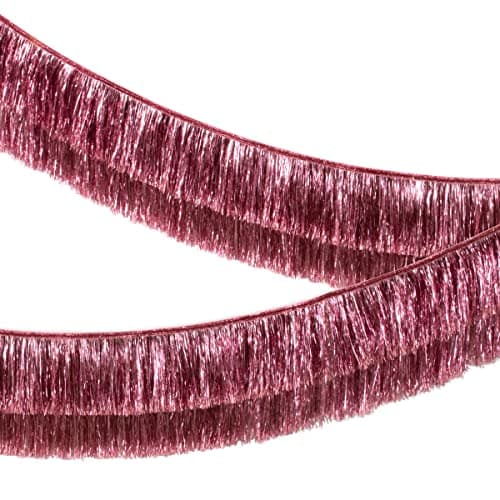 Meri Meri Pink Tinsel Fringe Party Banner (Pack of 1), 10' Pink Party Garland Including Excess Cord