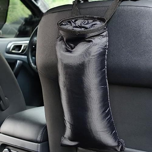 IPELY Universal Car Garbage Bag Back Seat Headrest Litter Trash Garbage Can Black