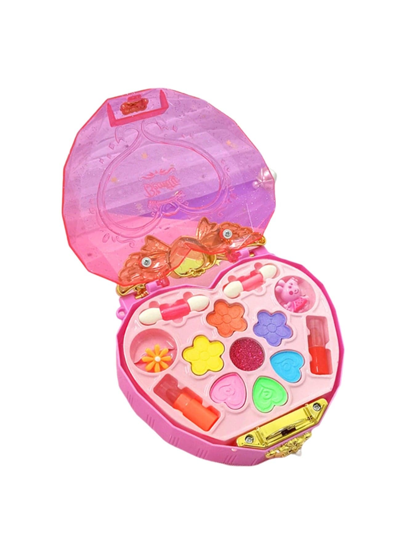 Heart Lock Beauty Box, Girl Children'S Set, Washable Non-Toxic Children'S Makeup Toys, Dress Up Games, Holiday Gifts, Suitable For 4 Years Old And Above