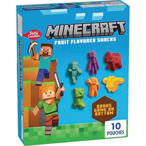 Betty Crocker Minecraft Fruit Flavored Kids Snacks, Fat Free and Gluten Free Snack, 8 oz (10 Pouches)
