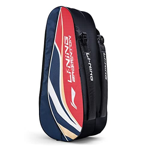 Li-Ning Panther Double Zipper Polyester Badminton Kit Bag (Navy/Red, Large) | Stash Pocket | Ample Storage | Unisex - Men, Boys, Girls, Women