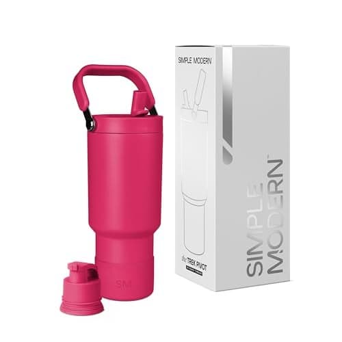 Simple Modern Trek Pivot | 30oz Flip Straw Tumbler with Handle | Water Bottle & Boot | Interchangeable Straw & Chug Lids | Insulated Stainless Steel Jug | Gym Sports Outdoors | Berry Twist