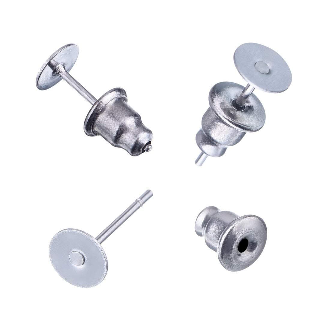 DIY Crafts Pack Of 400 Pcs, Silver, Pairs Bullet Clutch Earring Backs with Pad Earring Safety Backs (Silver; Gold; C (Pack Of 400 Pcs, Silver)