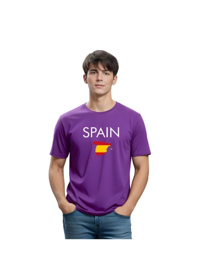 Spain Adult T-Shirt for Mens - Round Neck Short Sleeve Cotton T-Shirt - Soft and Comfortable Men Tshirt - Perfect for Souvenir - Spanish Tshirt